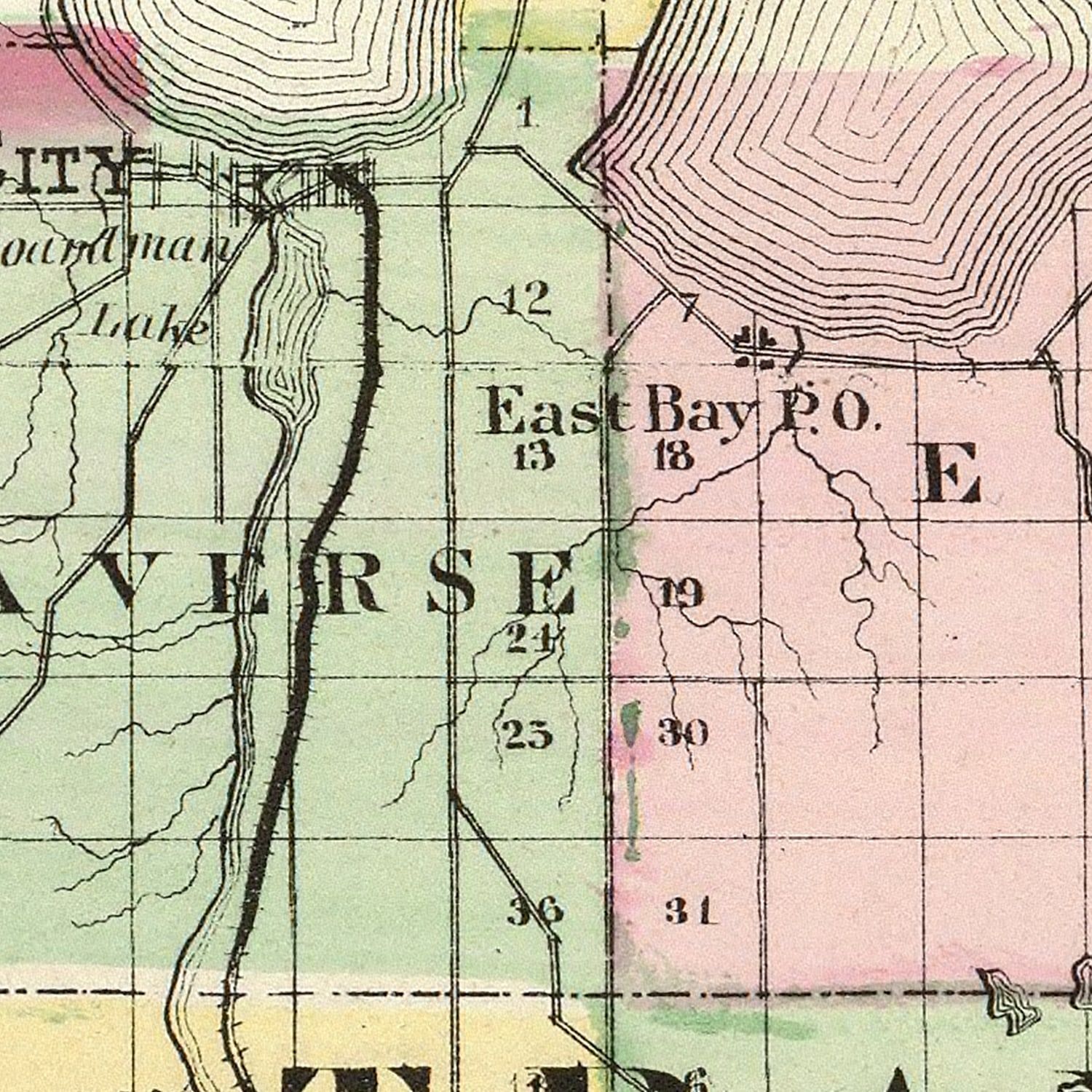 Vintage Map of Grand Traverse County, Michigan 1873
