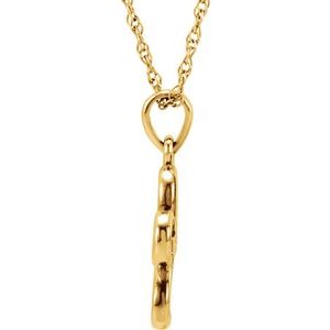 14K Yellow Gold .03 CT Natural Diamond Flower 18" Necklace