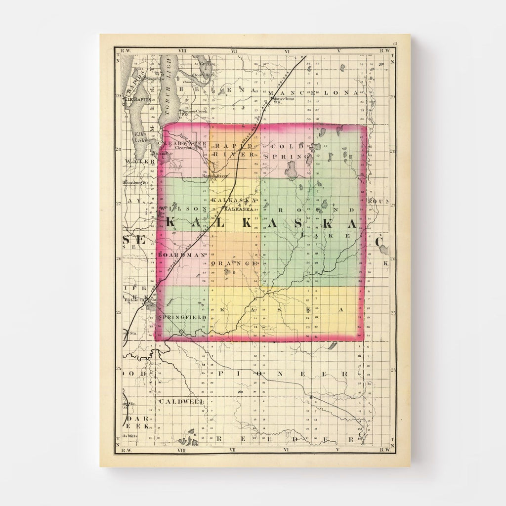 Vintage Map of Kalkaska County, Michigan 1873