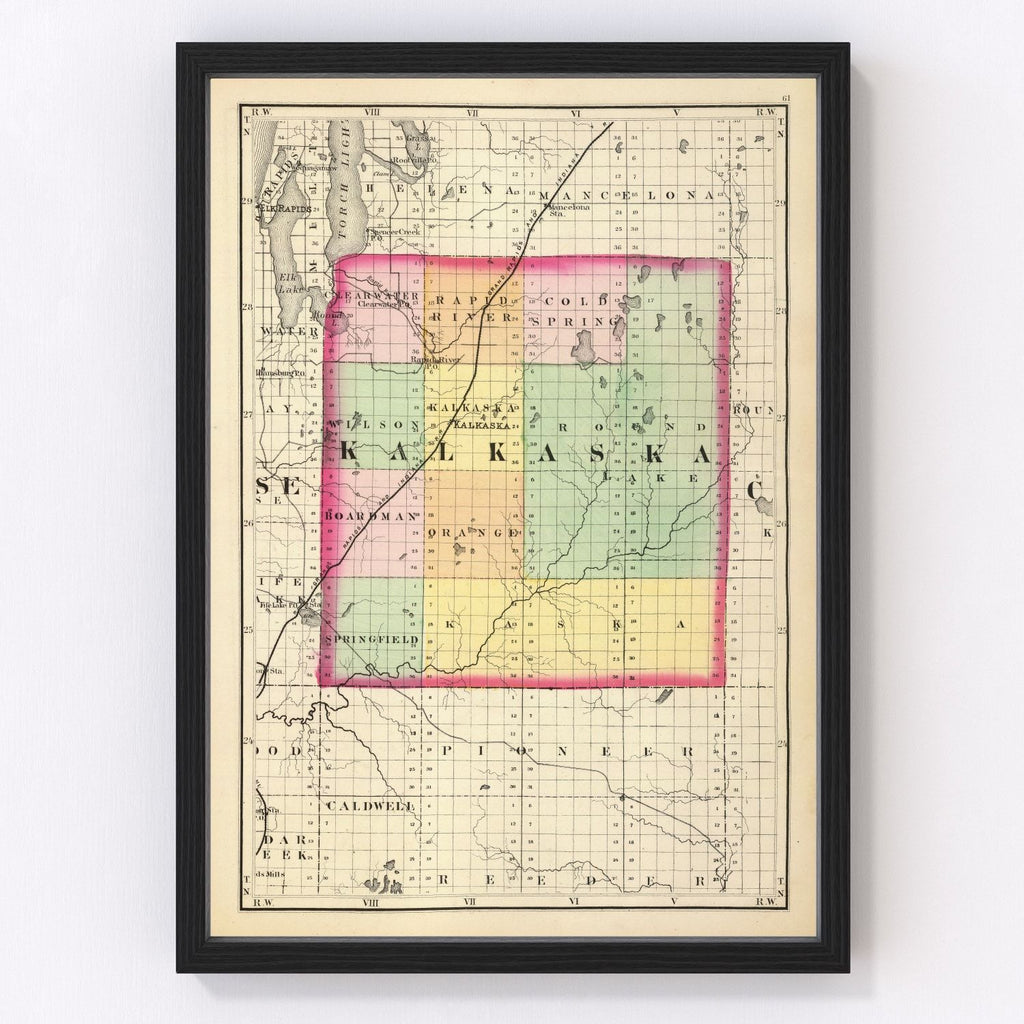 Vintage Map of Kalkaska County, Michigan 1873
