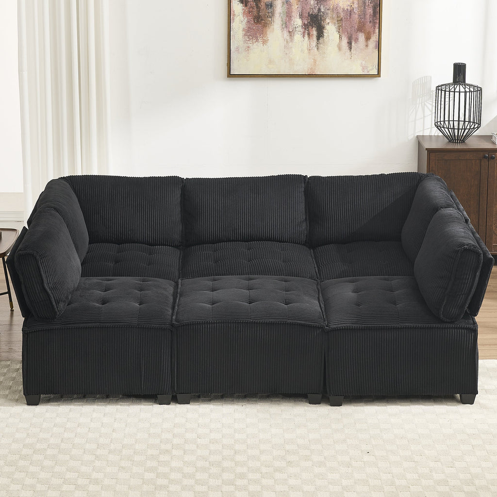 UNITED WE WIN Modular Sectional Sofa U Shaped Modular Couch with Reversible Chaise Modular Sofa Sectional Couch,6- Seat Convertible Sofa,Fit for Living Room