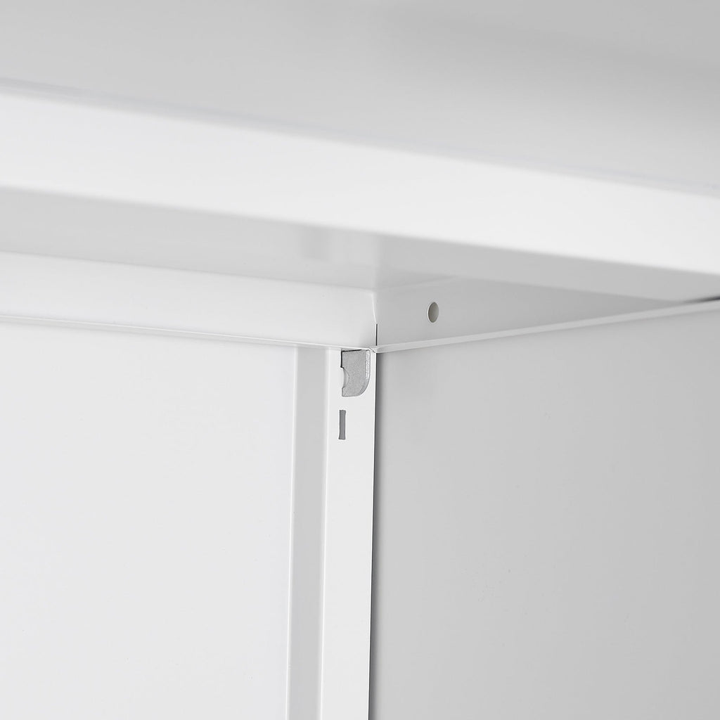 White Steel 2-Door Copier Cabinet with Mobile Pedestal and Printer Stand