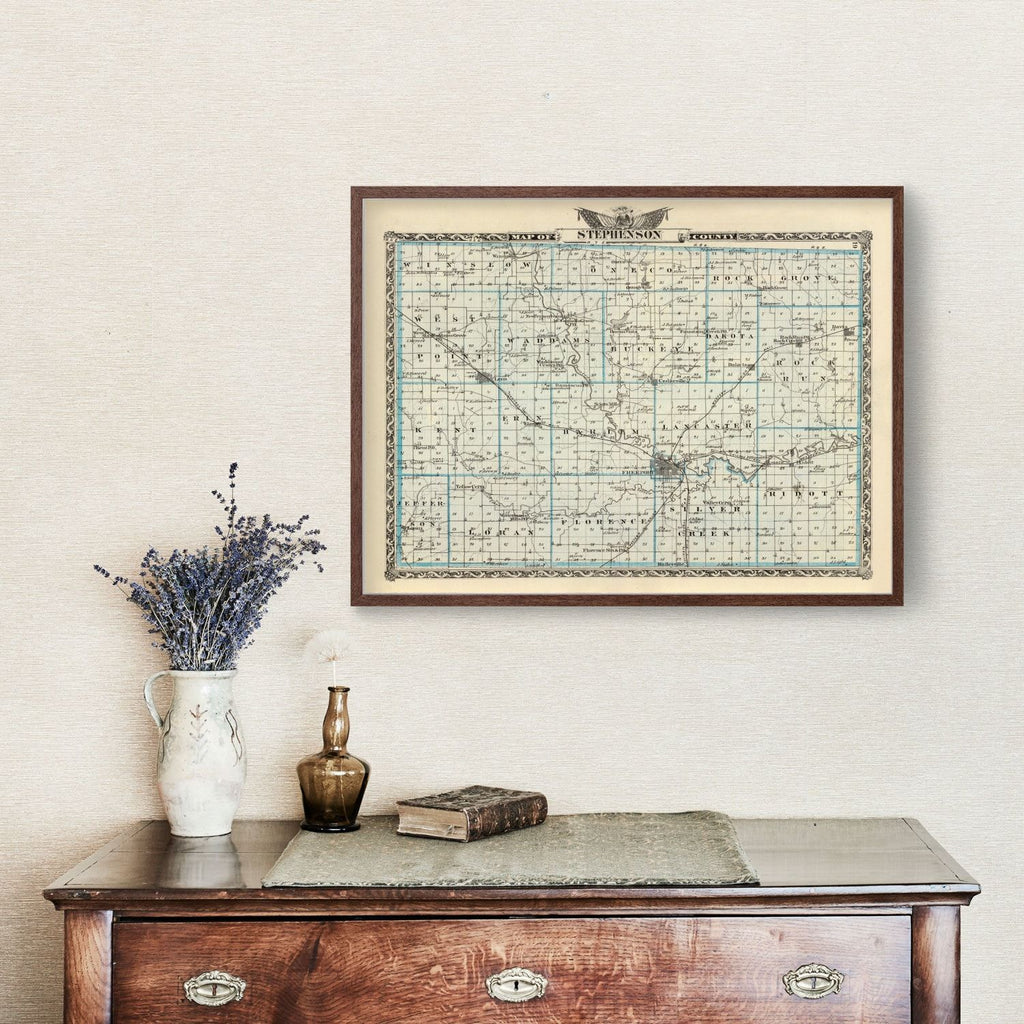 Vintage Map of Stephenson County, Illinois 1876