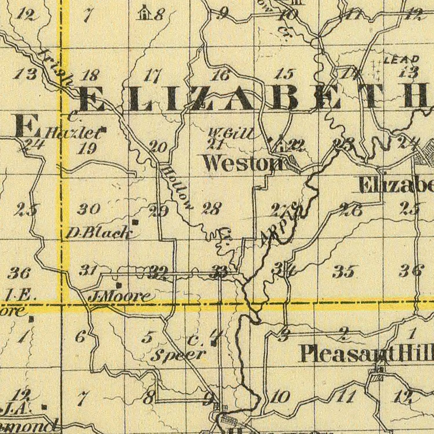 Vintage Map of Jo-Daviess County, Illinois 1876