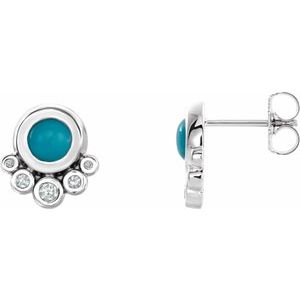 Platinum Natural Turquoise & 1/8 CTW Natural Diamond Earrings