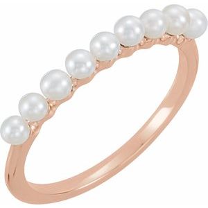 14K Rose Gold Freshwater Cultured Pearl Stackable Ring