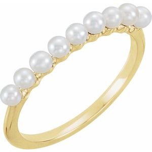 14K Yellow Gold Freshwater Cultured Pearl Stackable Ring