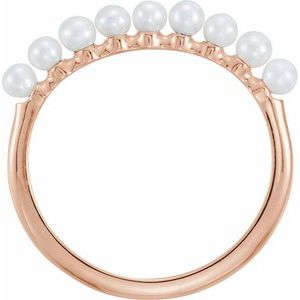 14K Rose Gold Freshwater Cultured Pearl Stackable Ring