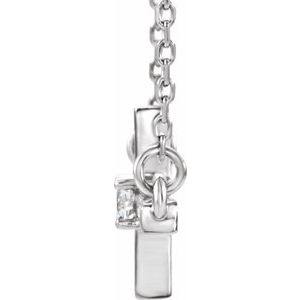 Platinum .06 CTW Natural Diamond Sideways Cross 16-18" Necklace