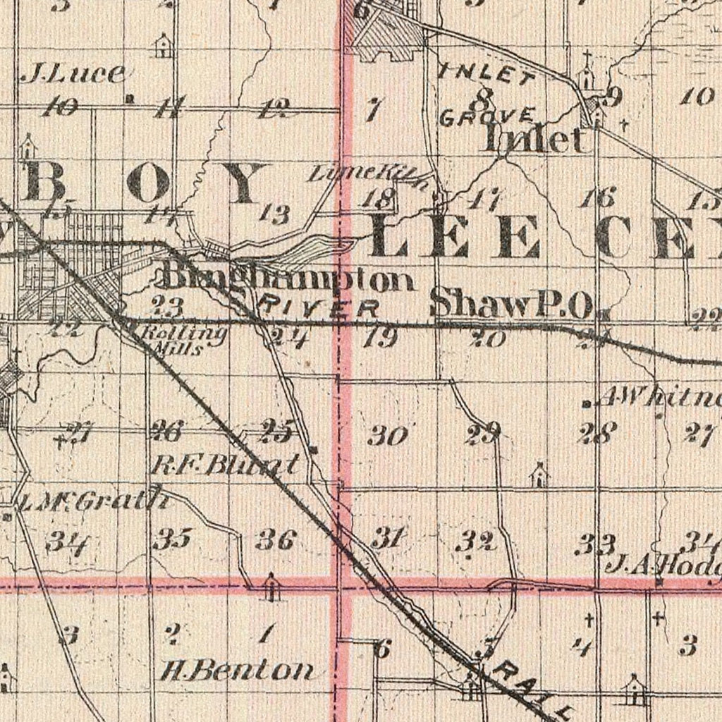 Vintage Map of Lee County, Illinois 1876