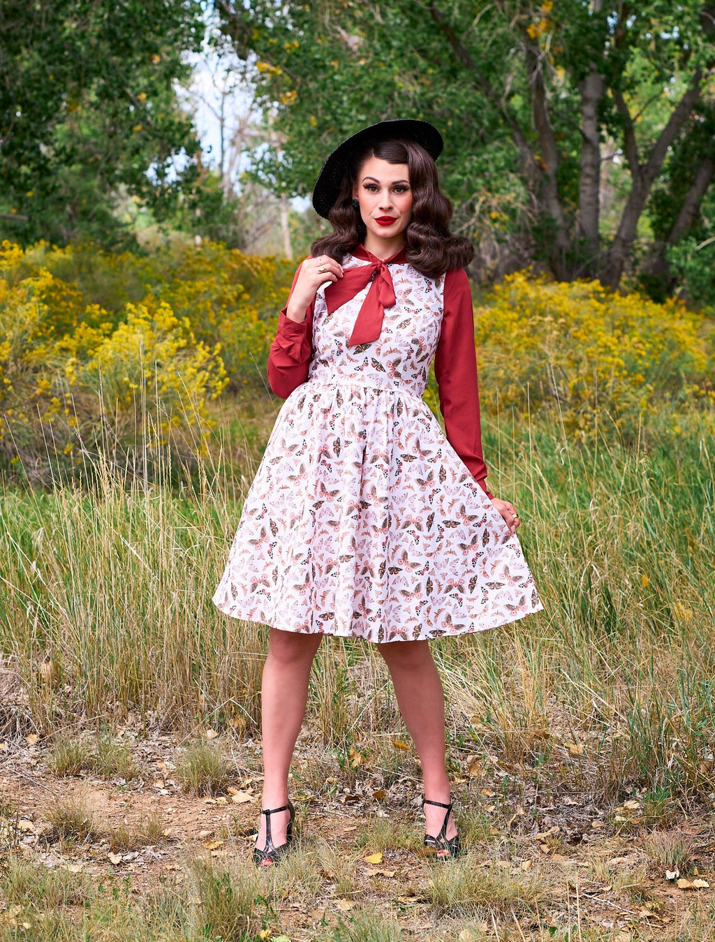 Helen Retro Blouse in Cognac - 3X only