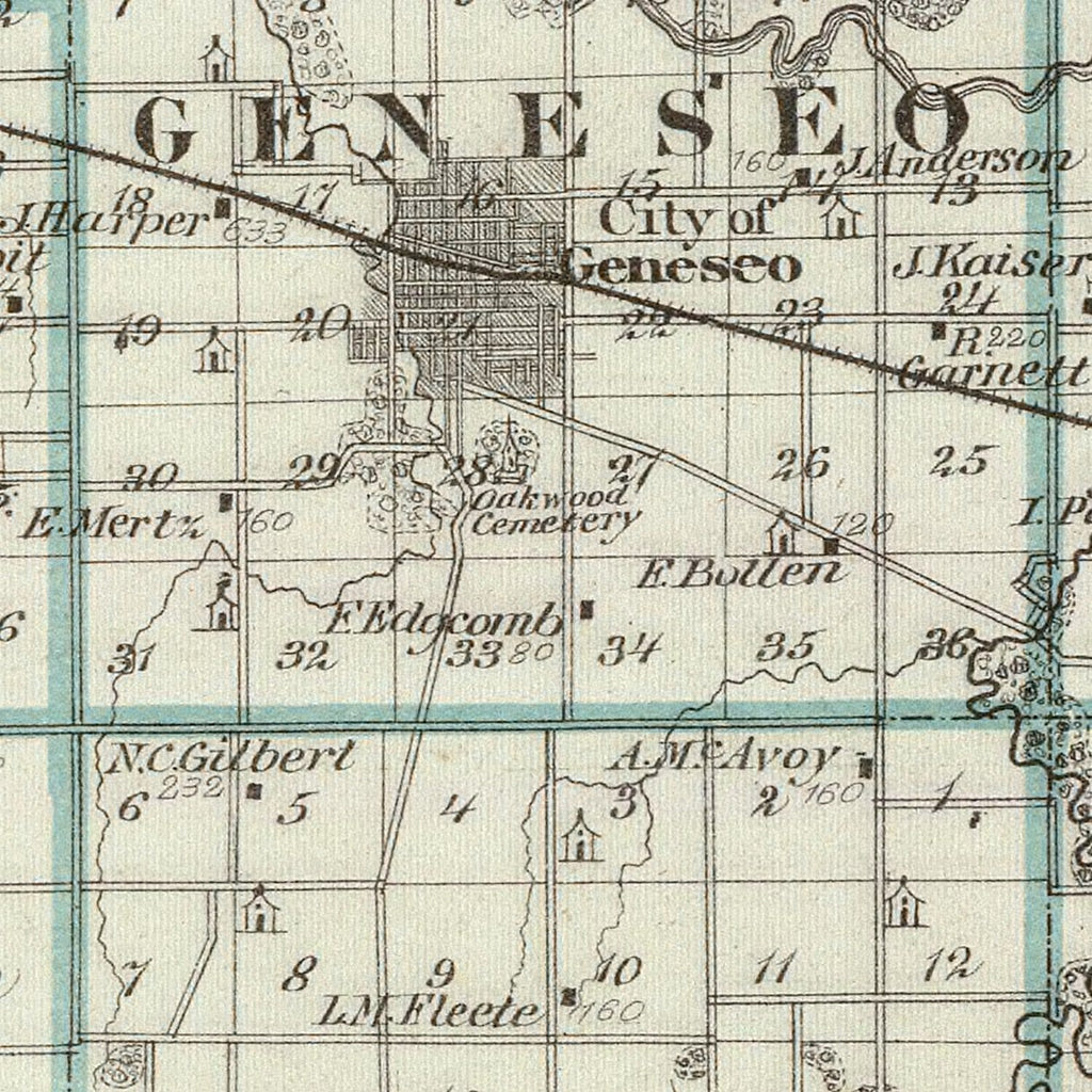 Vintage Map of Henry County, Illinois 1876
