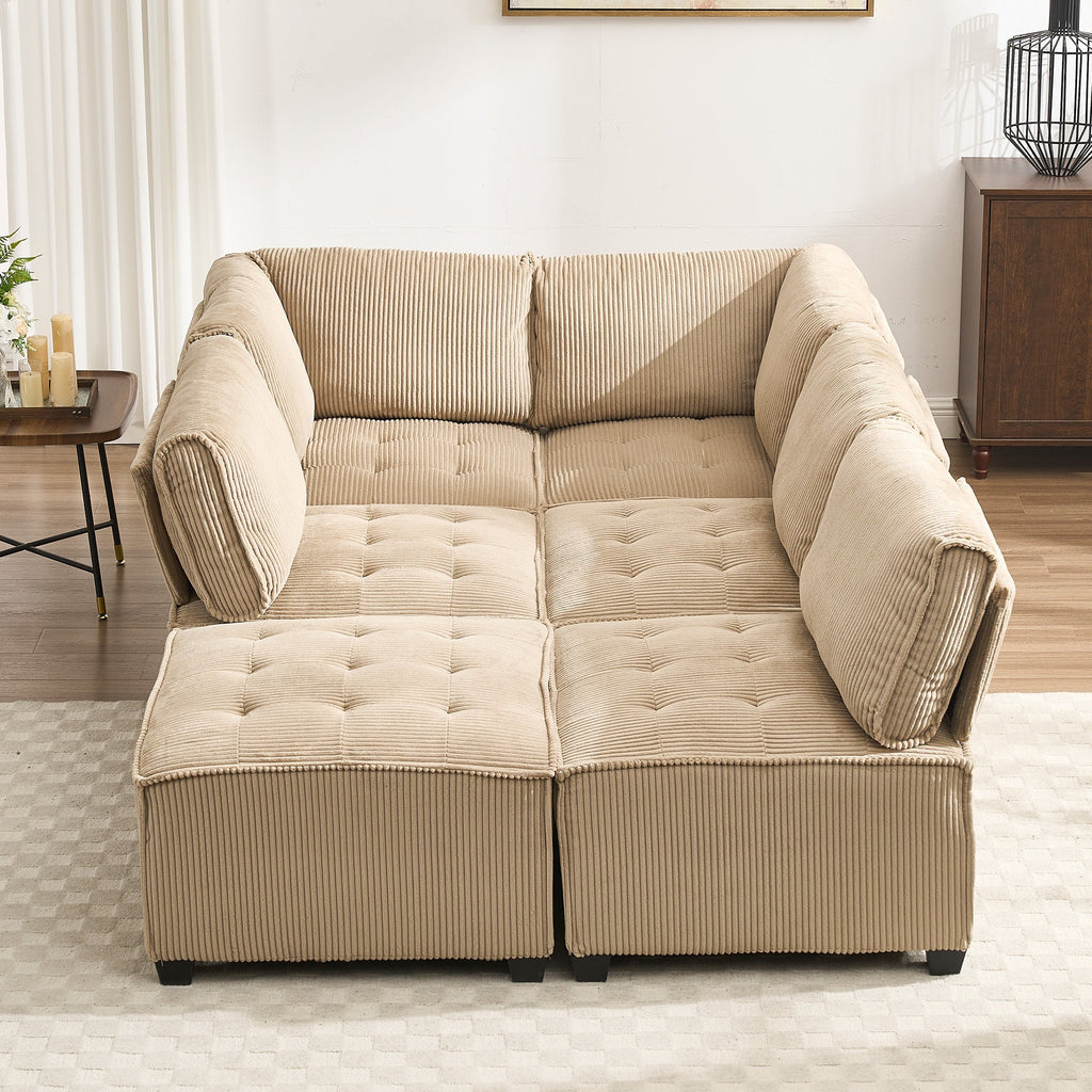 UNITED WE WIN Modular Sectional Sofa U Shaped Modular Couch with Reversible Chaise Modular Sofa Sectional Couch,6- Seat Convertible Sofa,Fit for Living Room