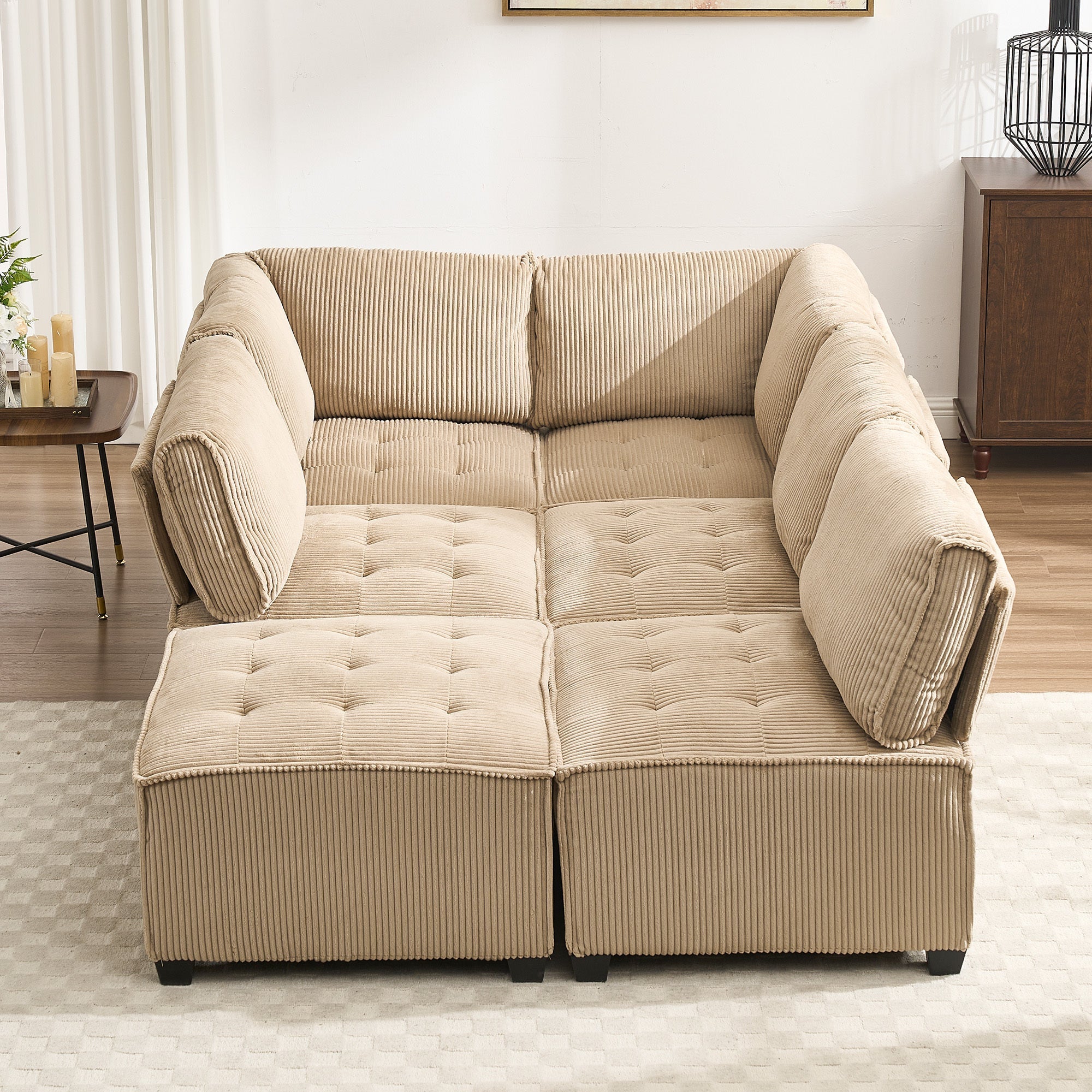 UNITED WE WIN Modular Sectional Sofa U Shaped Modular Couch with Reversible Chaise Modular Sofa Sectional Couch,6- Seat Convertible Sofa,Fit for Living Room