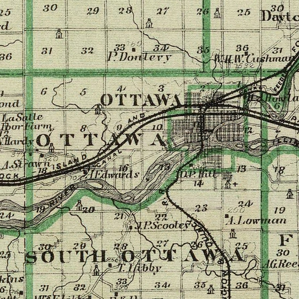 Vintage Map of La Salle County, Illinois 1876