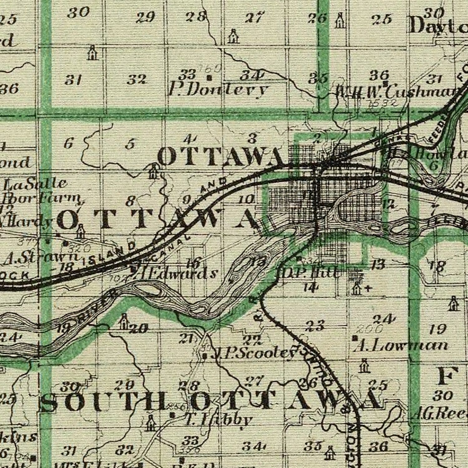 Vintage Map of La Salle County, Illinois 1876