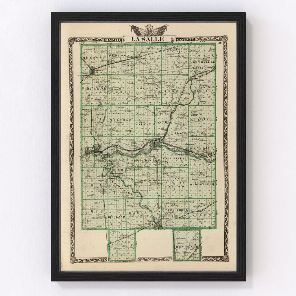 Vintage Map of La Salle County, Illinois 1876