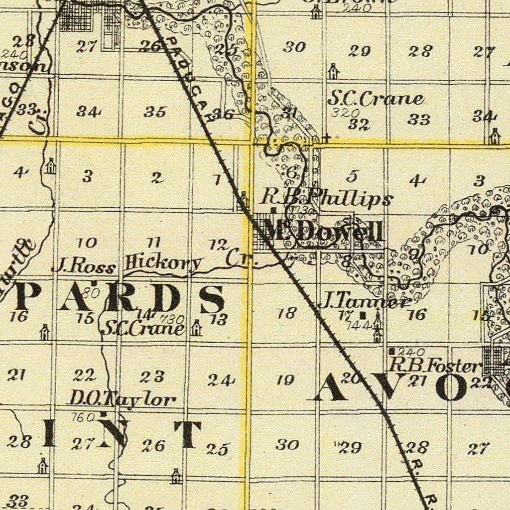Vintage Map of Livingston County, Illinois 1876