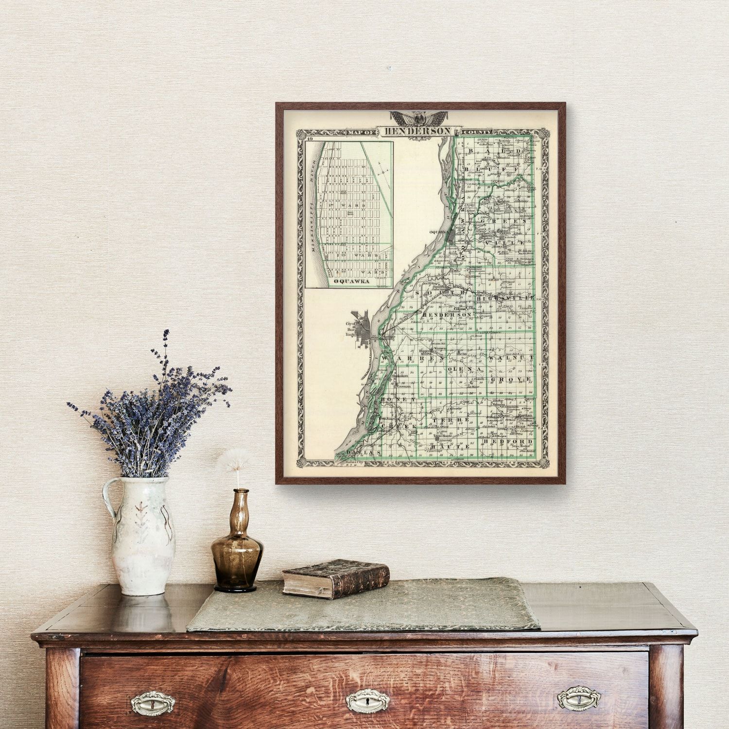 Vintage Map of Henderson County, Illinois 1876