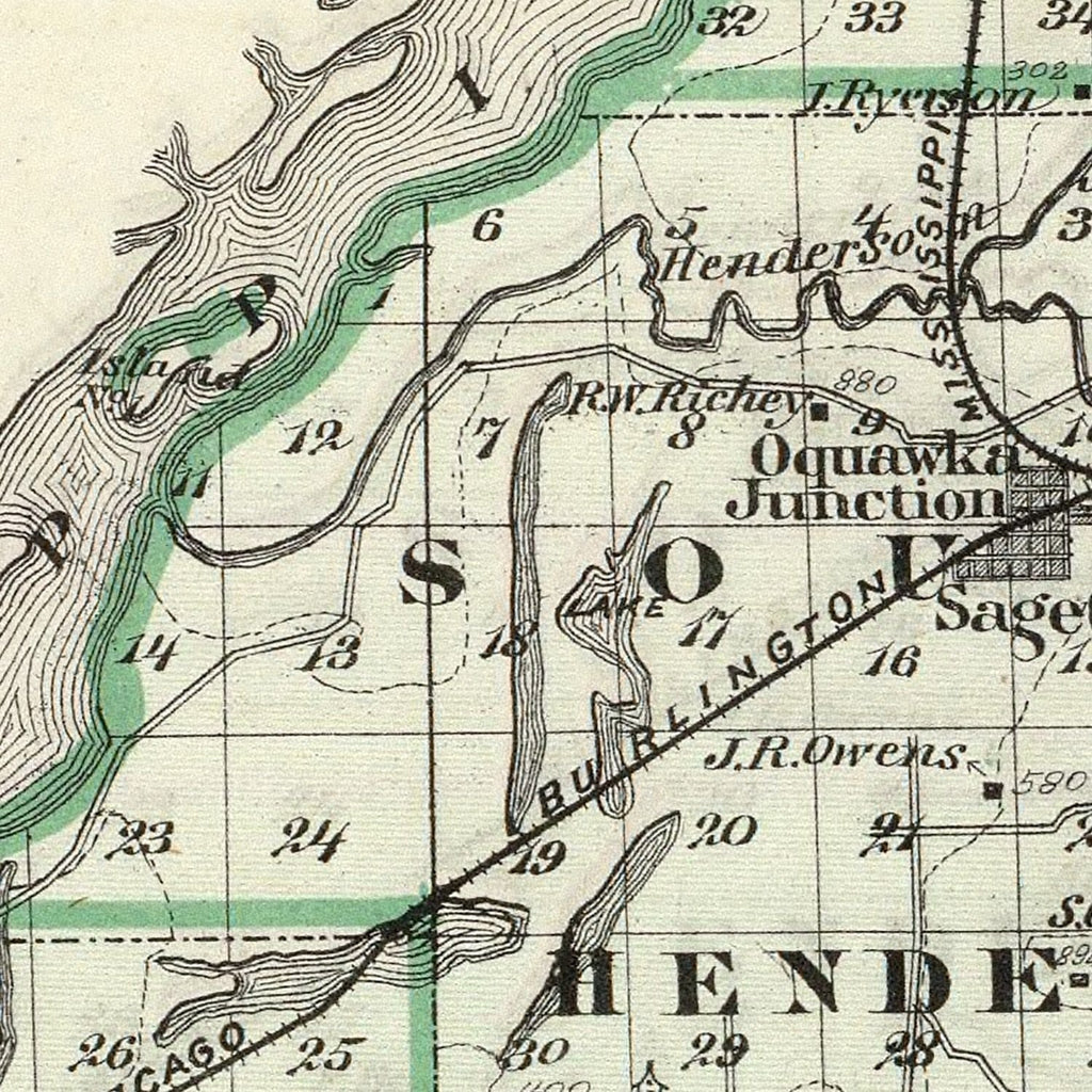 Vintage Map of Henderson County, Illinois 1876