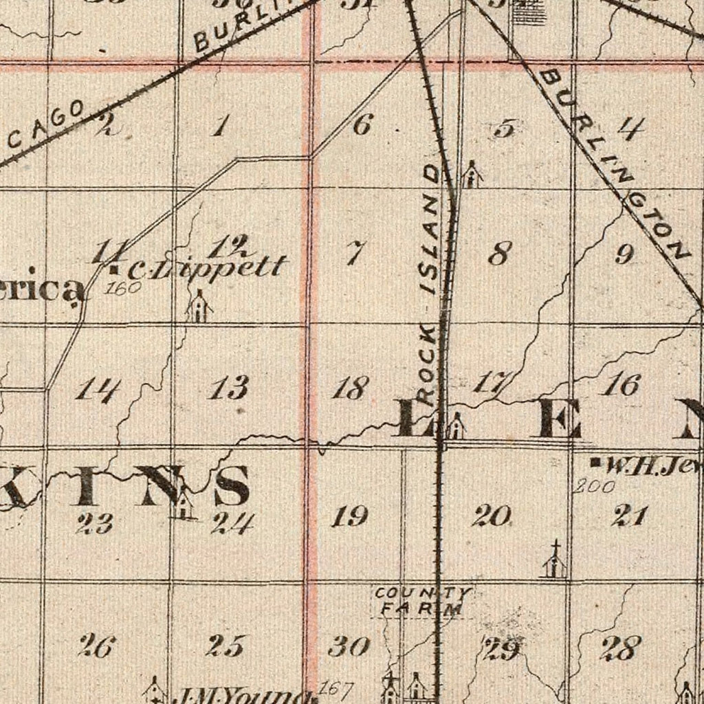 Vintage Map of Warren County, Illinois 1876