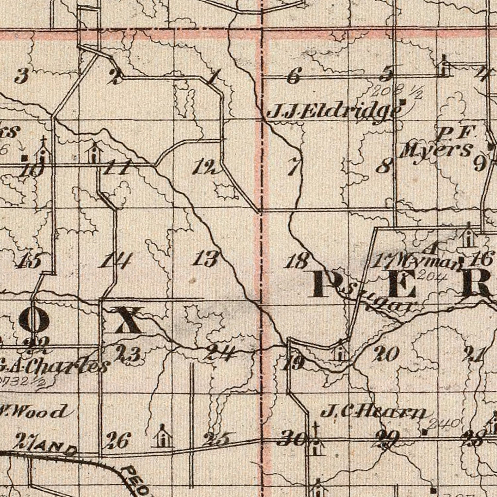 Vintage Map of Knox County, Illinois 1876