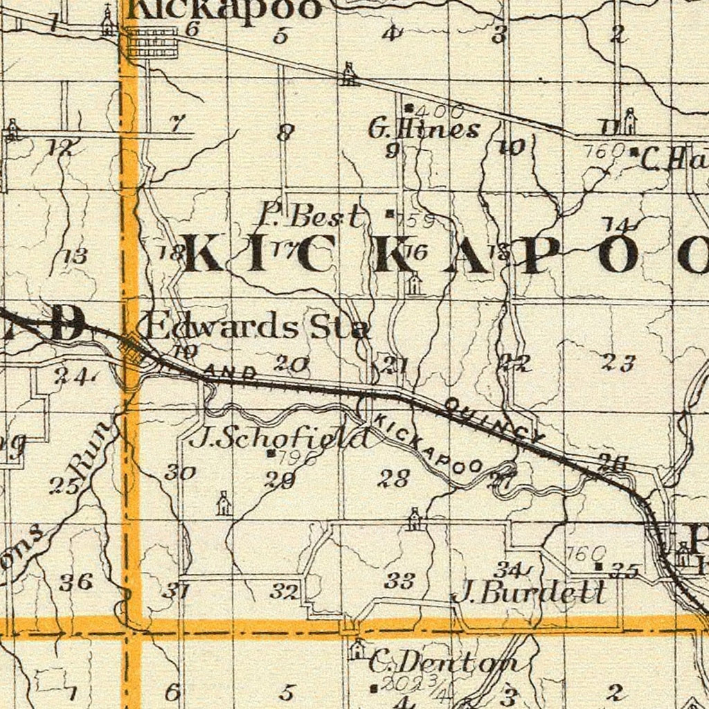 Vintage Map of Peoria County, Illinois 1876