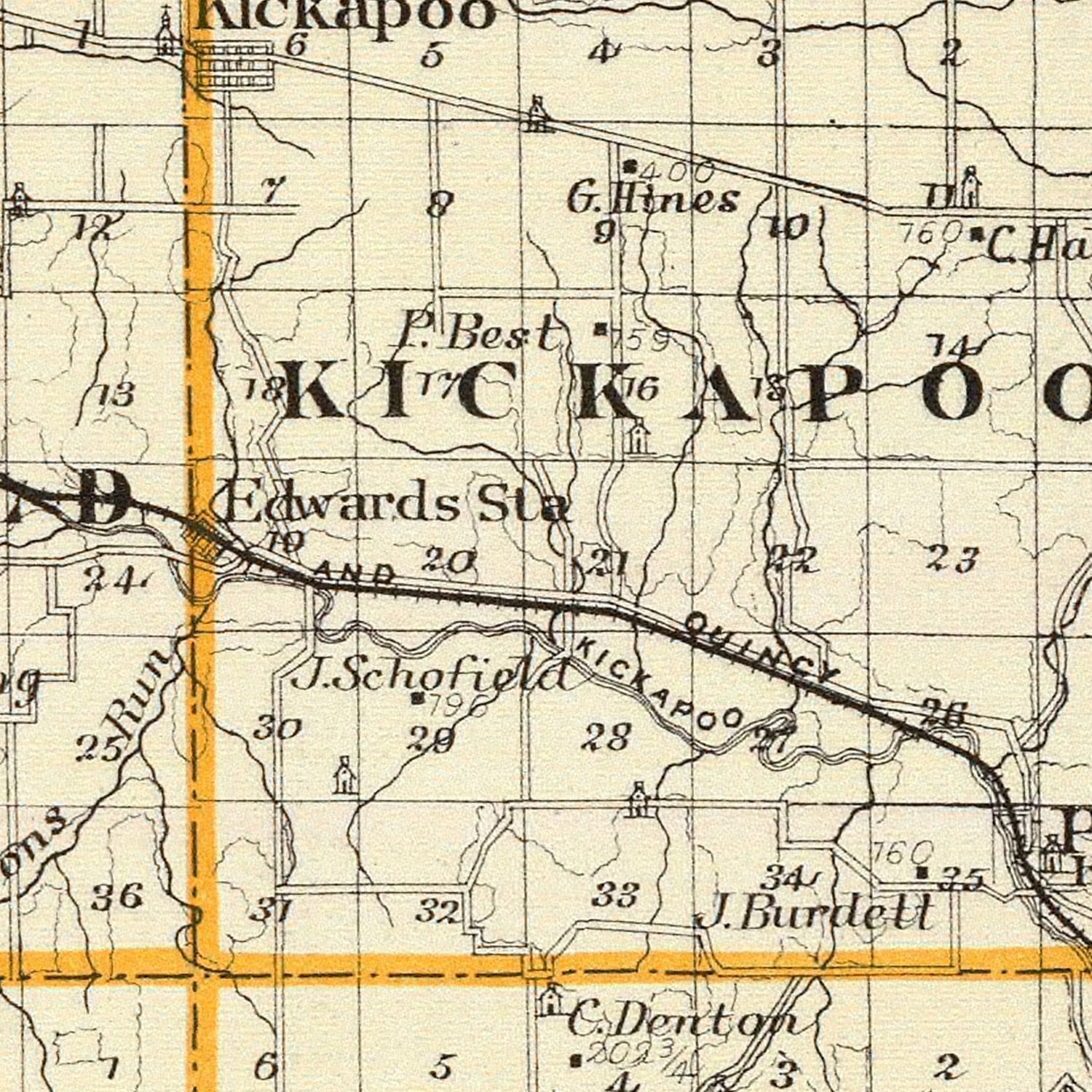 Vintage Map of Peoria County, Illinois 1876