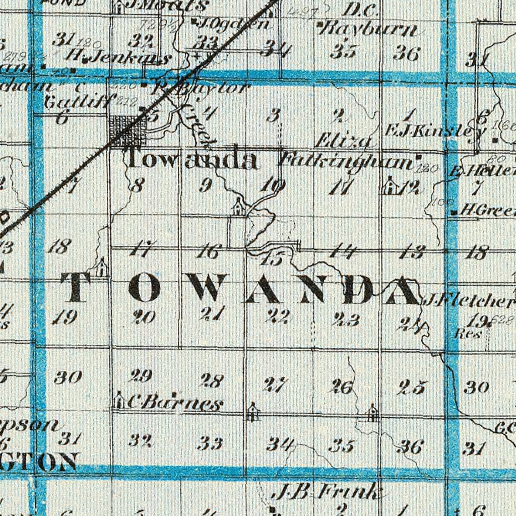 Vintage Map of McLean County, Illinois 1876