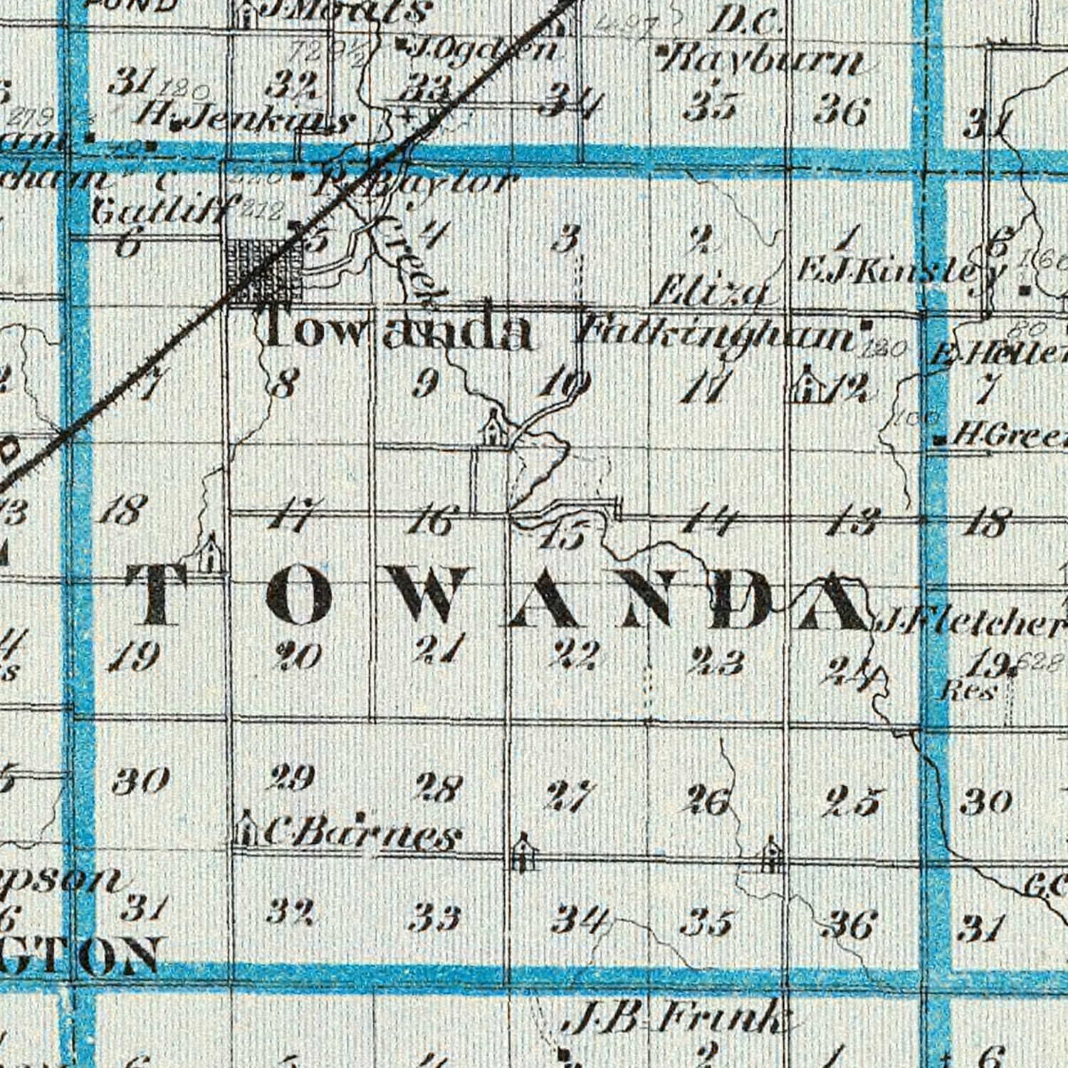 Vintage Map of McLean County, Illinois 1876