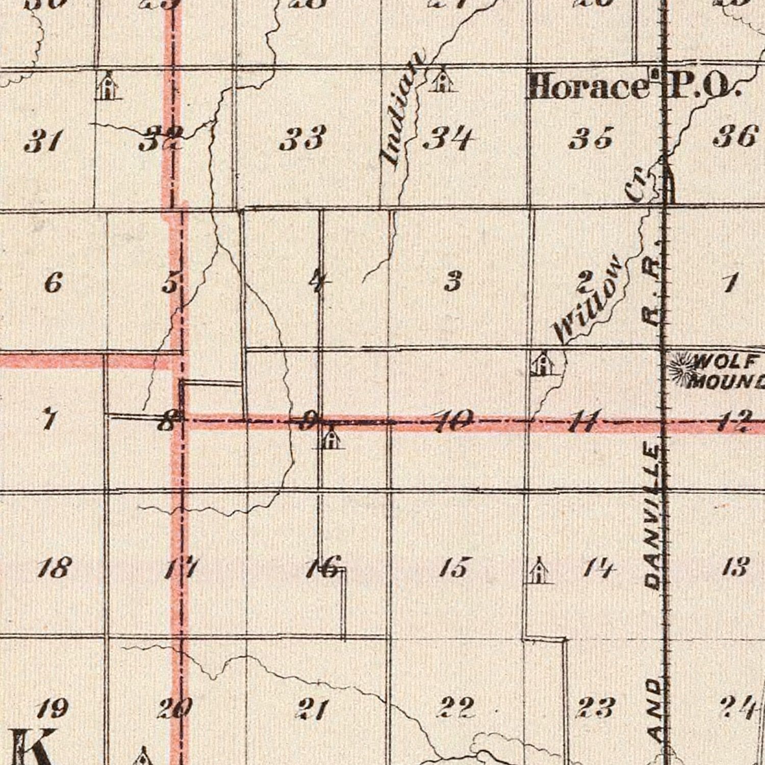 Vintage Map of Edgar County, Illinois 1876