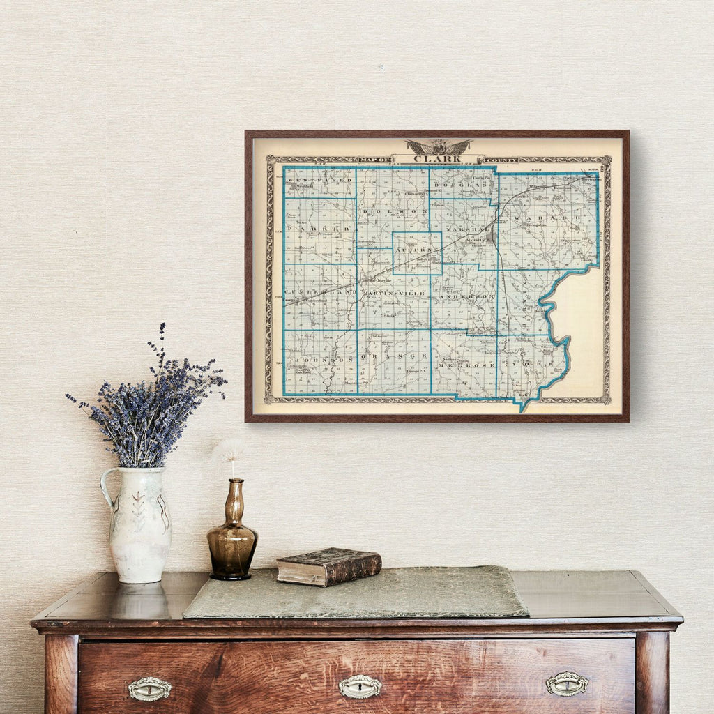 Vintage Map of Clark County, Illinois 1876