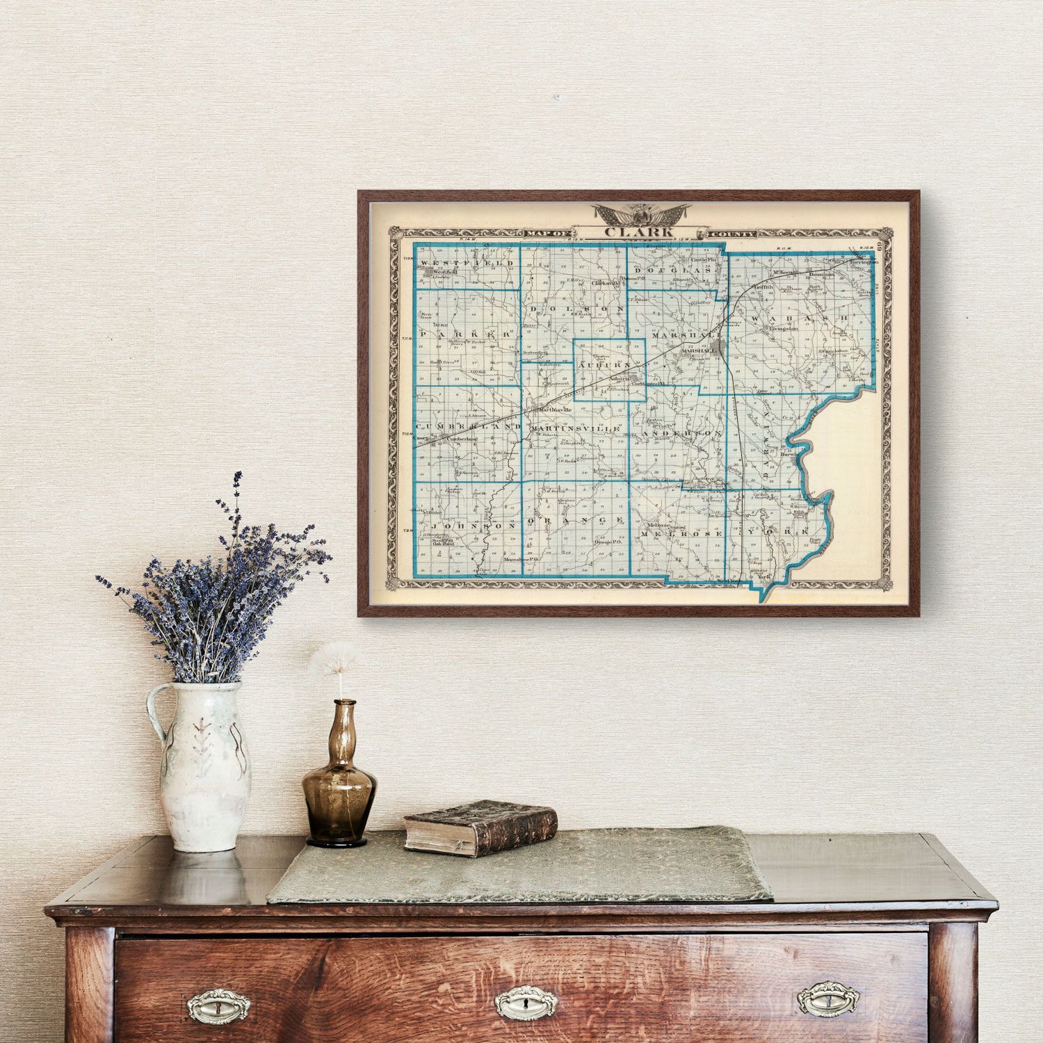 Vintage Map of Clark County, Illinois 1876