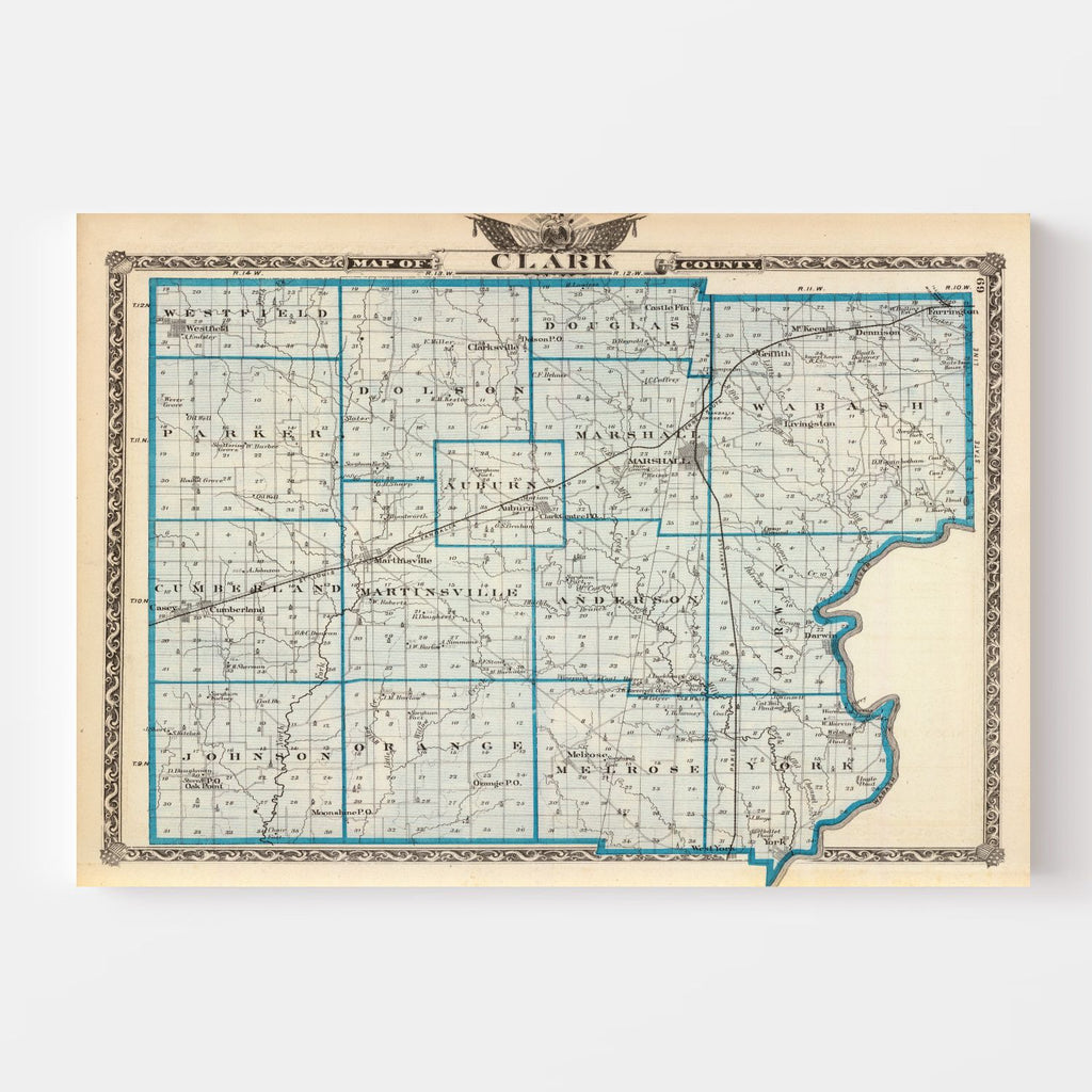 Vintage Map of Clark County, Illinois 1876