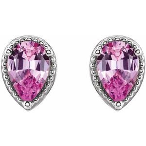 Platinum Natural Pink Sapphire Earrings – image 2