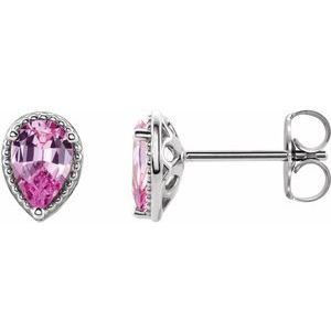 Sterling Silver Natural Pink Sapphire Earrings