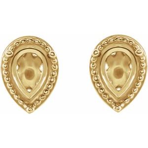 14K Yellow Gold 6x4 mm Pear 3-Prong Earring Mounting – image 2