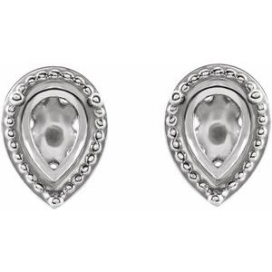 Platinum 6x4 mm Pear 3-Prong Earring Mounting – image 2