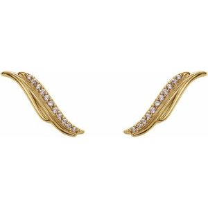 14K Yellow Gold .06 CTW Natural Diamond Ear Climbers – image 2