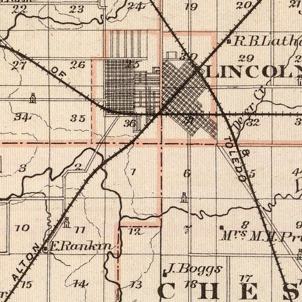 Vintage Map of Logan County, Illinois 1876