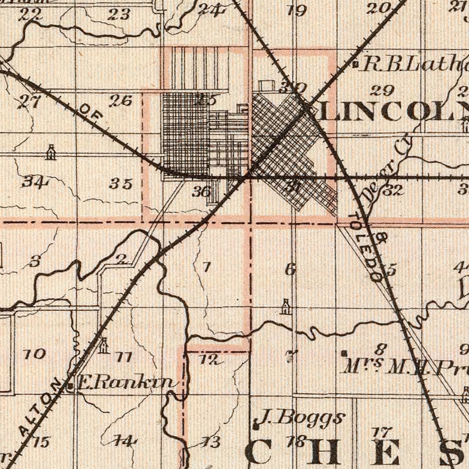 Vintage Map of Logan County, Illinois 1876