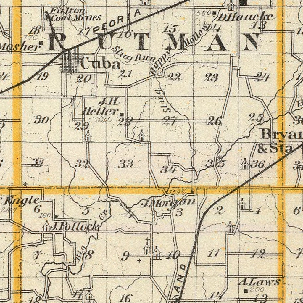 Vintage Map of Fulton County, Illinois 1876