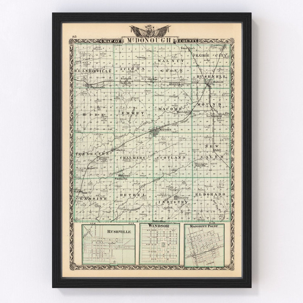 Vintage Map of Mcdonough County, Illinois 1876