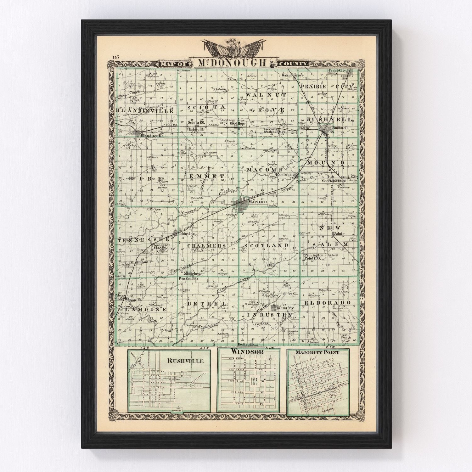 Vintage Map of Mcdonough County, Illinois 1876