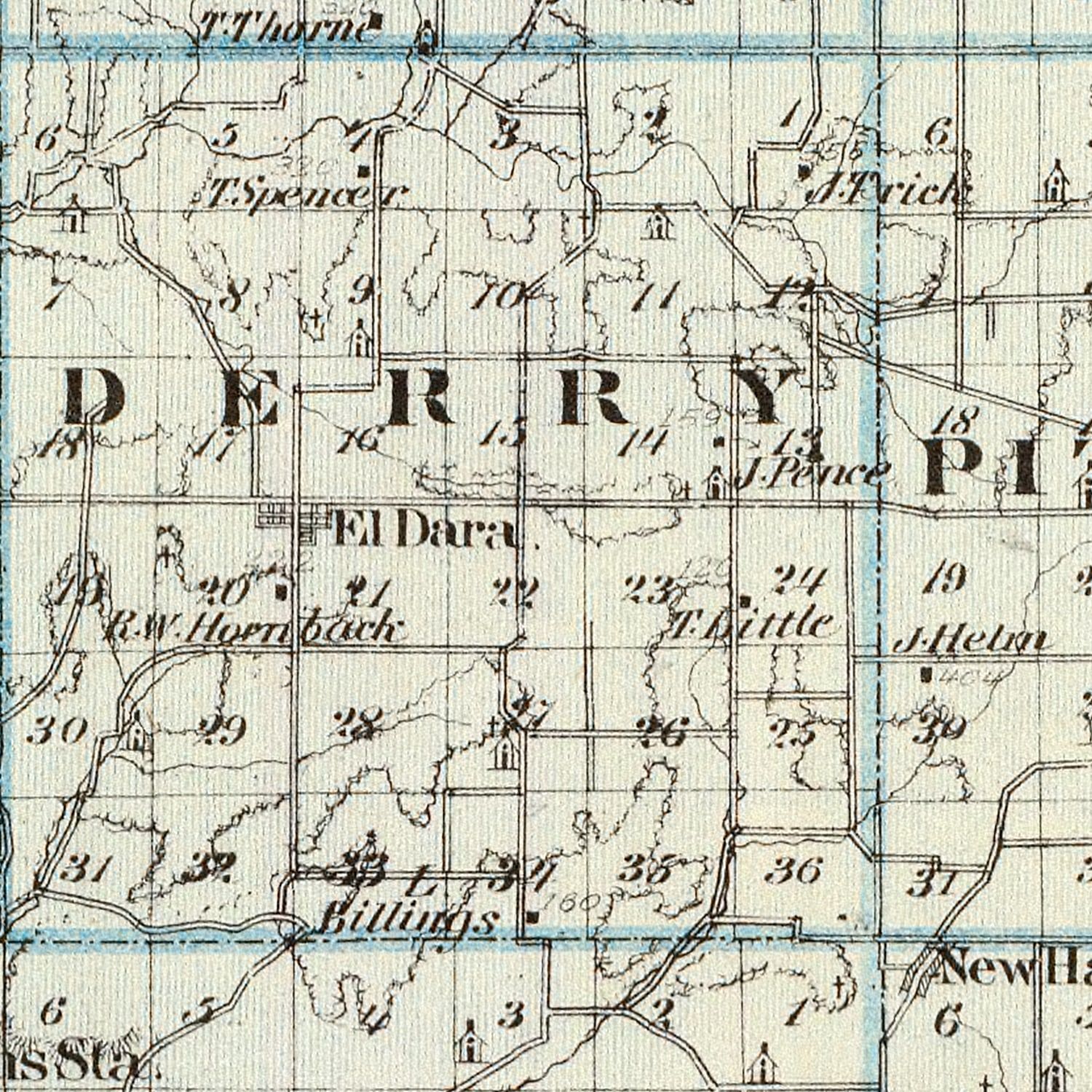 Vintage Map of Pike County, Illinois 1876