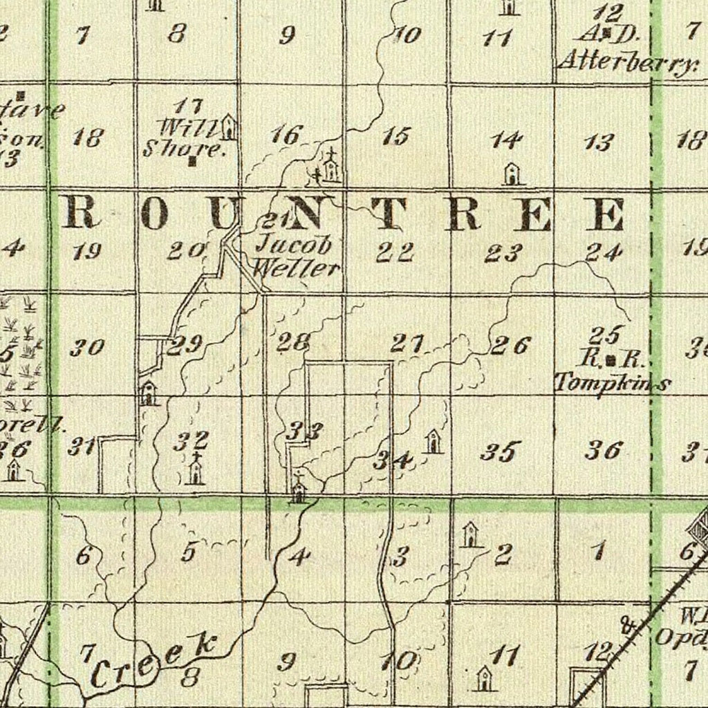 Vintage Map of Montgomery County, Illinois 1876