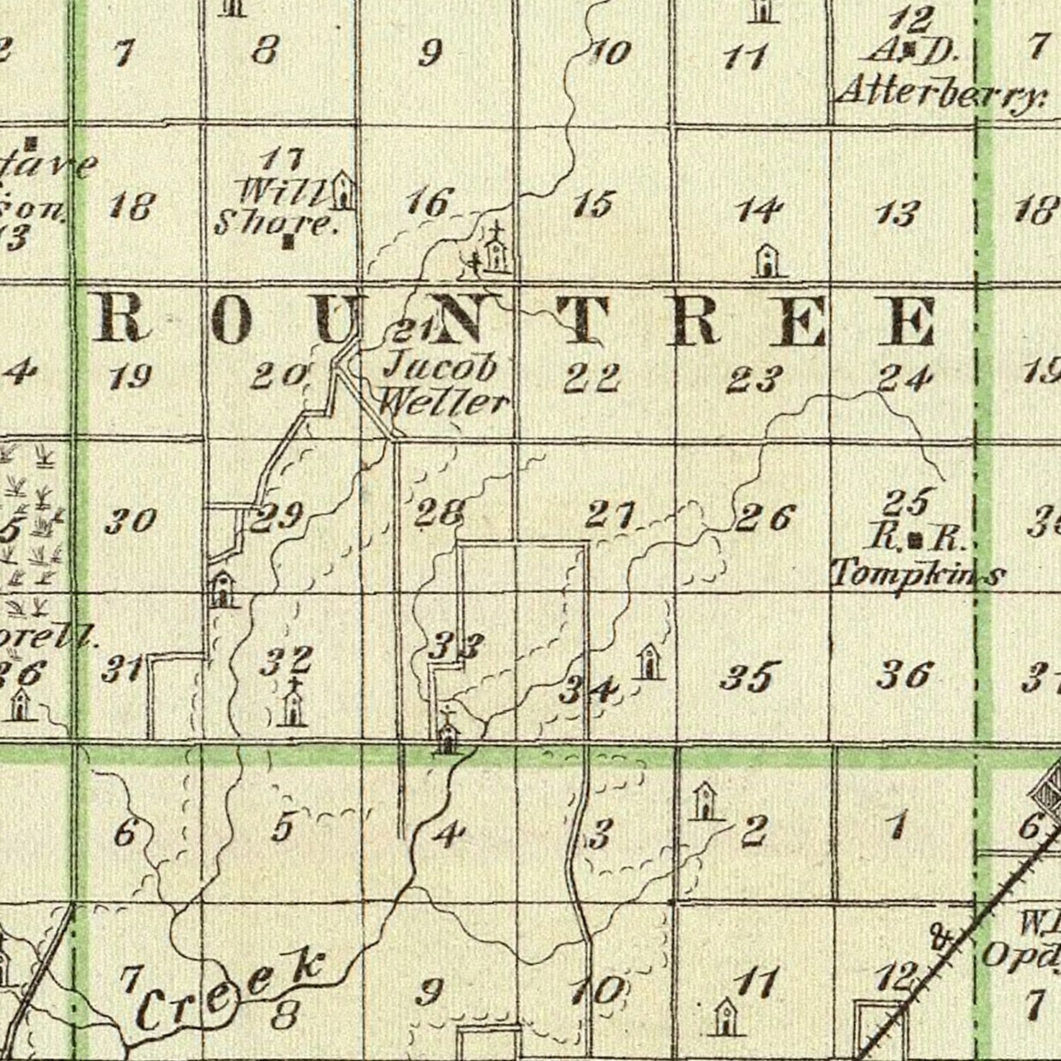 Vintage Map of Montgomery County, Illinois 1876