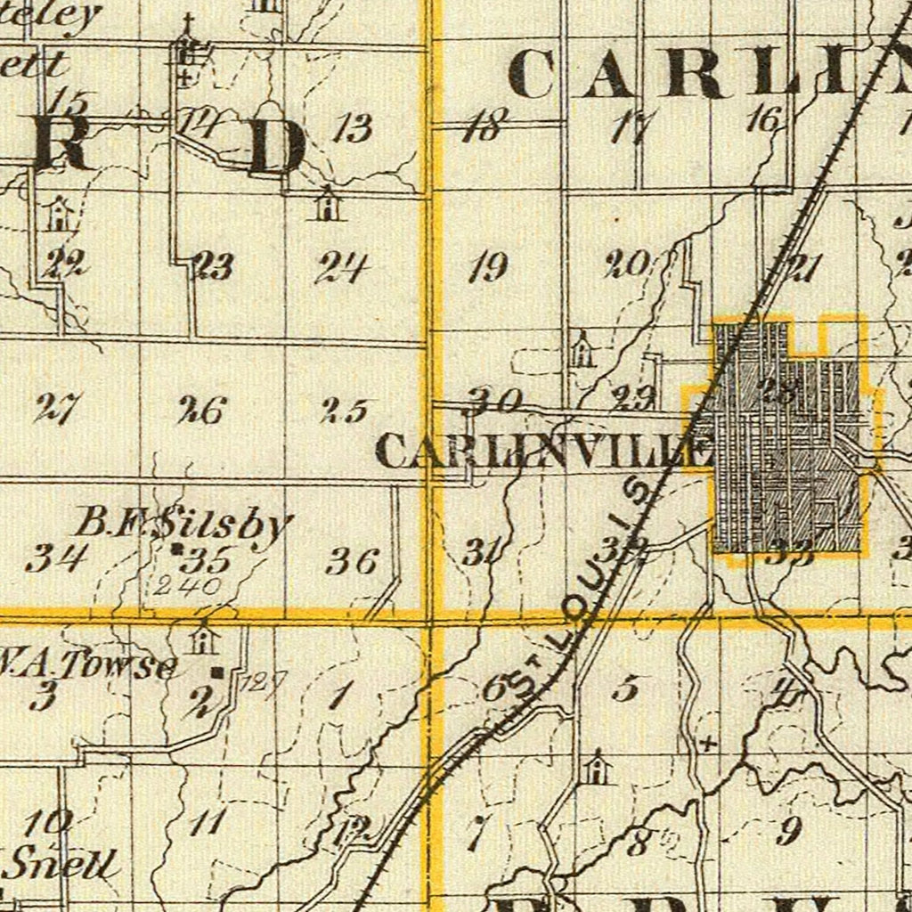 Vintage Map of Macoupin County, Illinois 1876