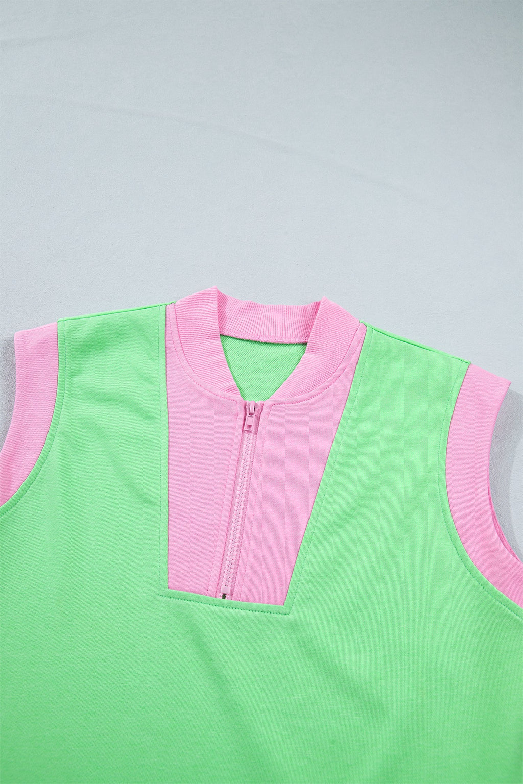 Colorblock Accent Half Zip Athleisure Top & Shorts Set