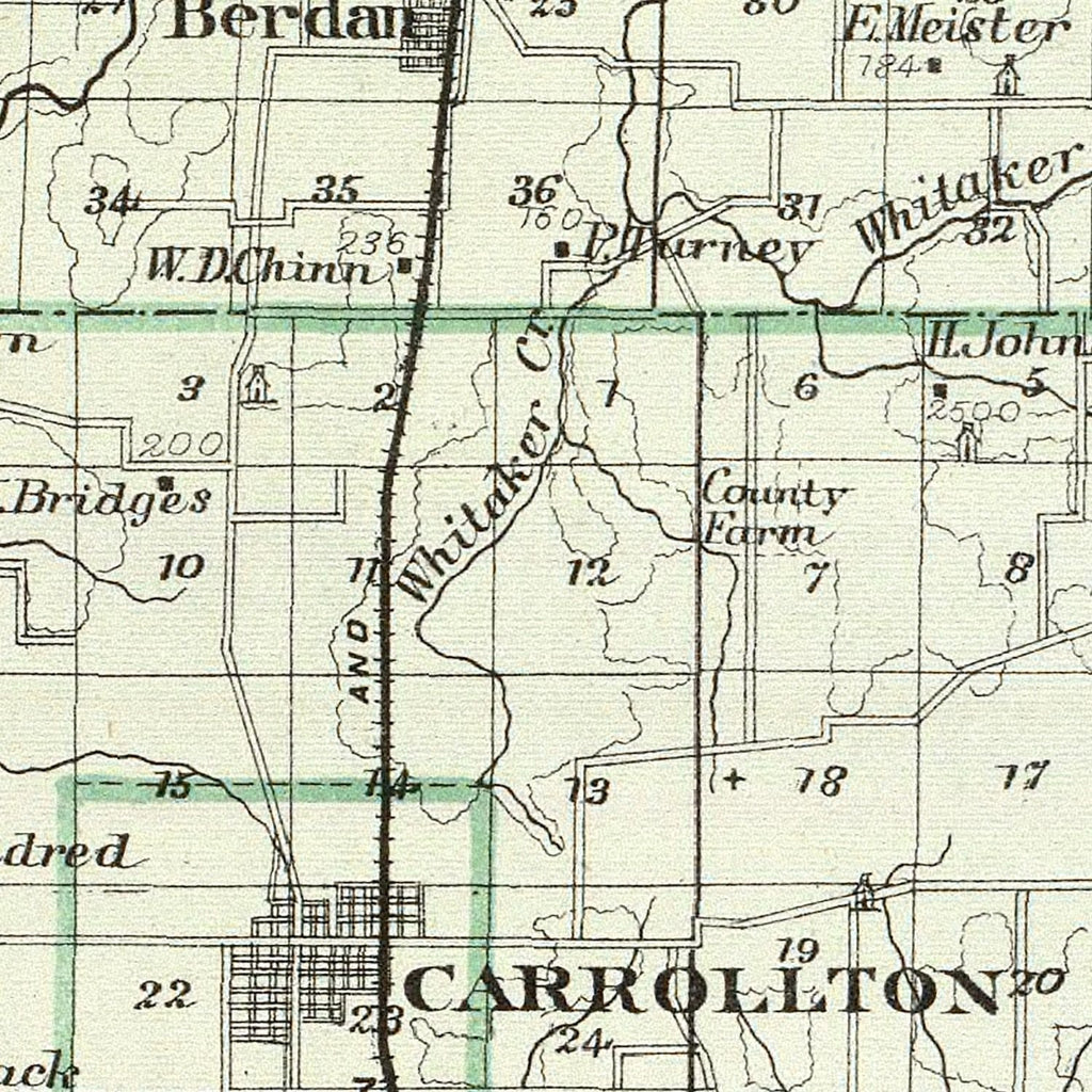 Vintage Map of Greene County, Illinois 1876